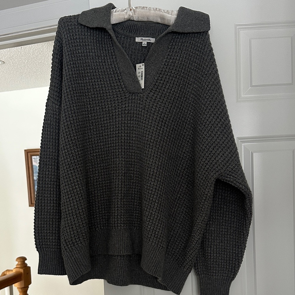 Madewell Dark Gray V-Neck Sweater